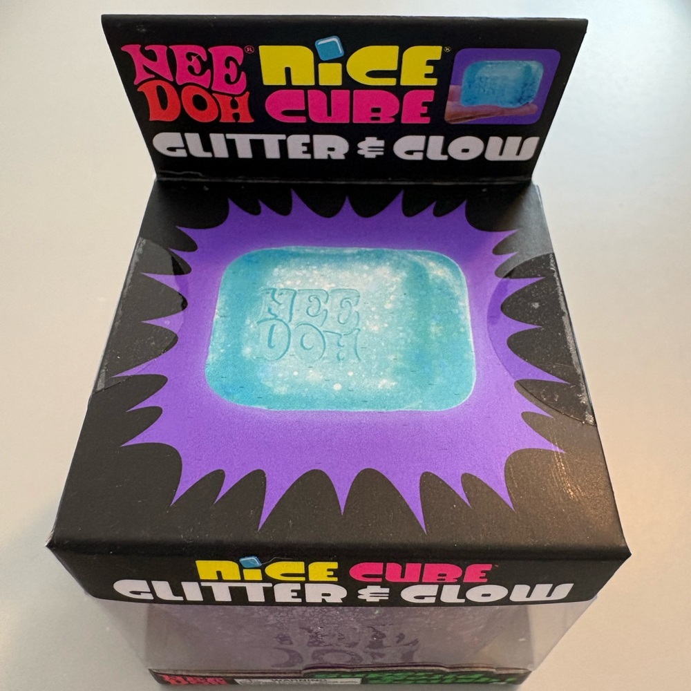 Nee Doh Glitter & Glow Cube PURPLE Super Solid Squish - Picture 2 of 3